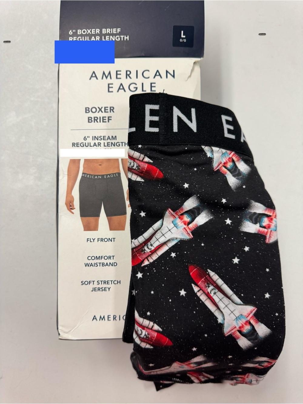 American Eagle Men’s Black Space Shuttle Boxer Briefs-New. Never Unfolded.